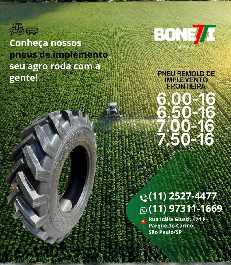 Equipamentos agrícolas com pneus para implementos